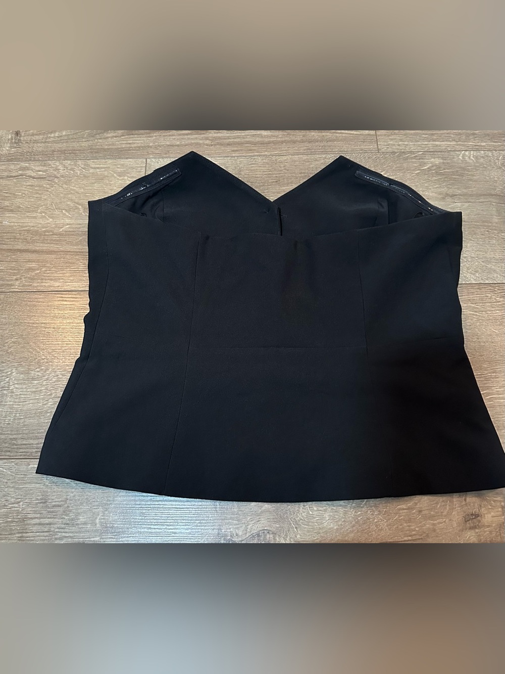 Black Structured Strapless Corset Top | Covered Button Front | Size L - Picture 6 of 9